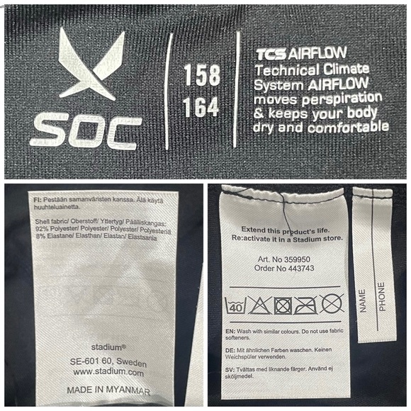 Brand New SOC Swedish Sportswear Girls High Waist Black White Leggings XL 16/18 - Picture 10 of 13